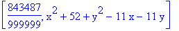 [843487/999999, x^2+52+y^2-11*x-11*y]